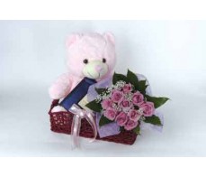 Bear Chocolate With Flower Arrangement